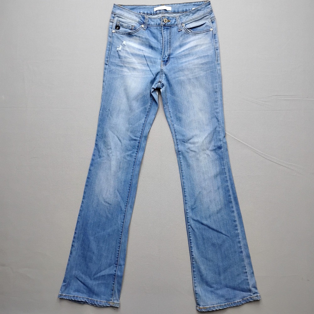 KanCan Women Blue Bootcut Jeans KC7111L Distressed Denim Size 9